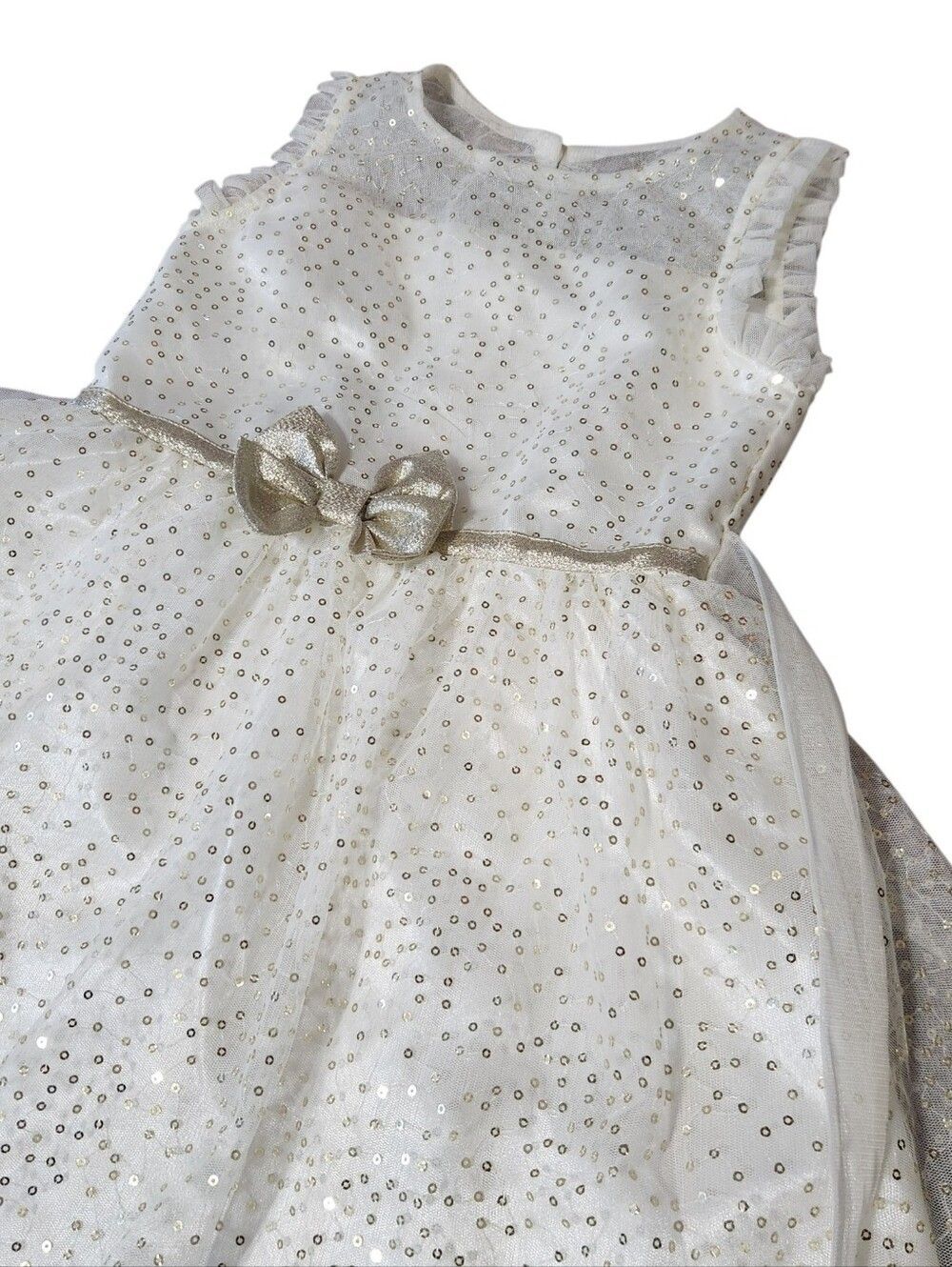 Jona Michelle Dress Size 6 Ivory Gold Sleeveless Full Long Flower Girl - Picture 4 of 8